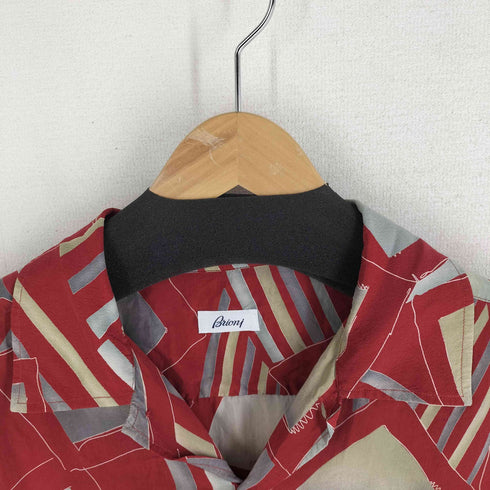 ブリオーニ BRIONI イタリア製 総柄 半袖 開襟シャツ メンズ